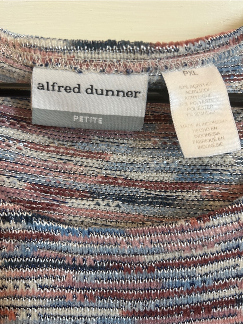 Alfred Dunner Multicolor Striped Knit Top - Pink, Blue, Cream - Picture 2 of 5
